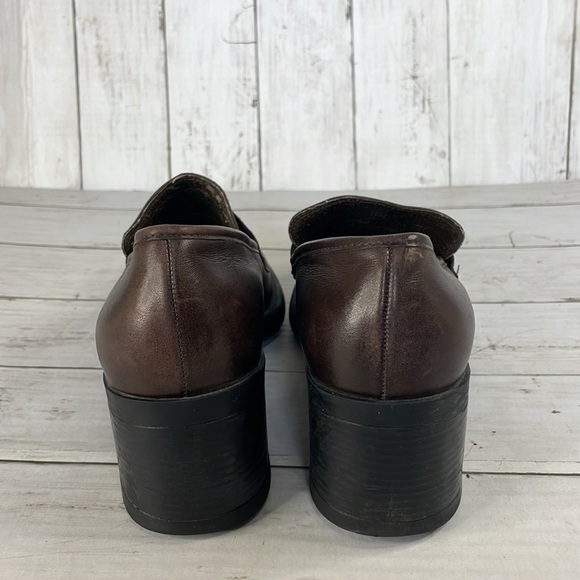 Vintage Y2K Chunky Brown Leather Nine West Cloud Nine Penny Loafers - Picture 4 of 12